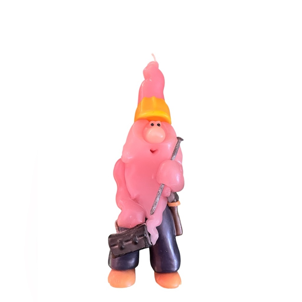 Vintage Northern Lights Carpenter Gnome Shaped Candle, NWOT